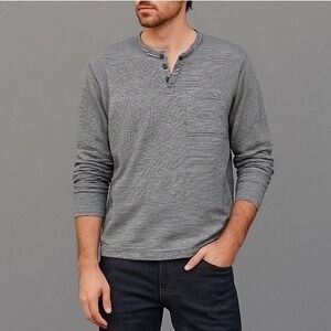 Gap Blue/Gray/White Dual Weave Striped Long Sleeve Shirt Top